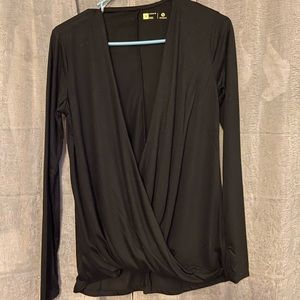 Black faux wrap shirt